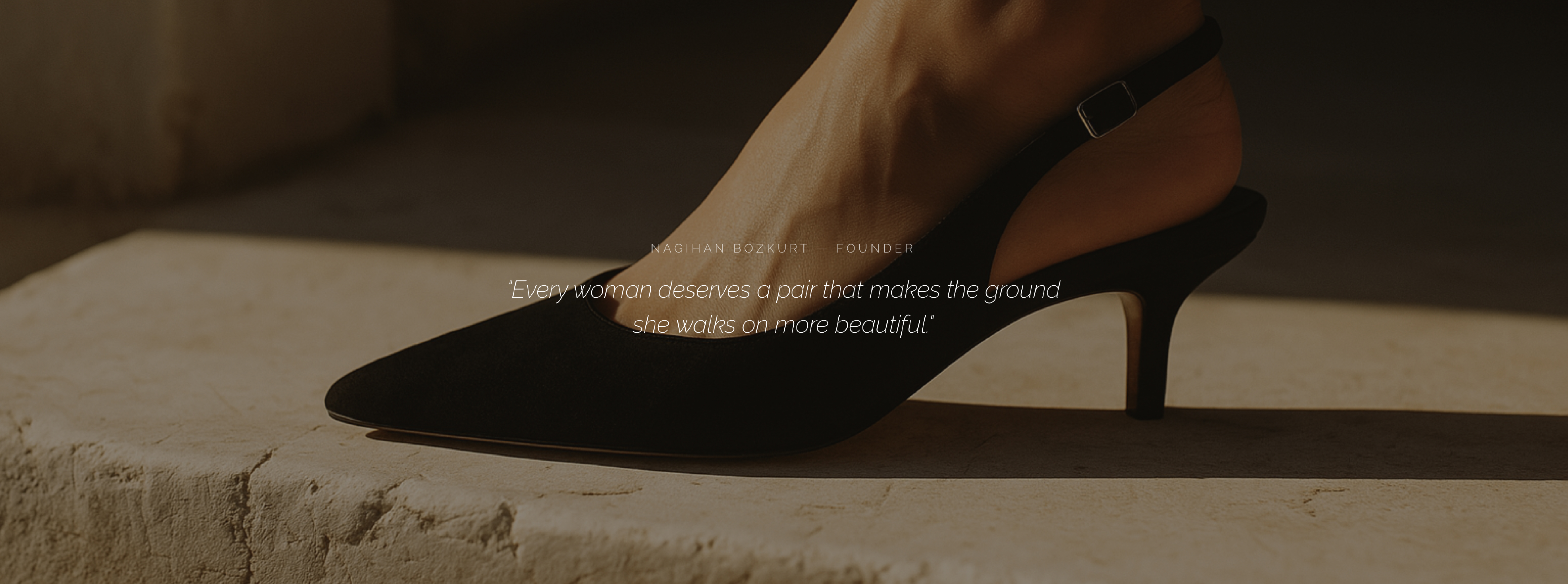 Studio Nina heel stepping onto white marble